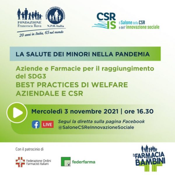 Il Salone Extra: Aziende e farmacie per il raggiungimento del SDG 3 Best Practice di Welfare Aziendale e CSR - 3 novembre 2021 - ore 16.30 - Evento online