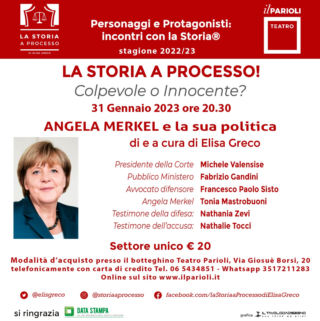 La Storia a Processo! Colpevole o innocente : Angela Merkel e la sua politica - Roma - Teatro Parioli - 31 gennaio 2023 - ore 20.30